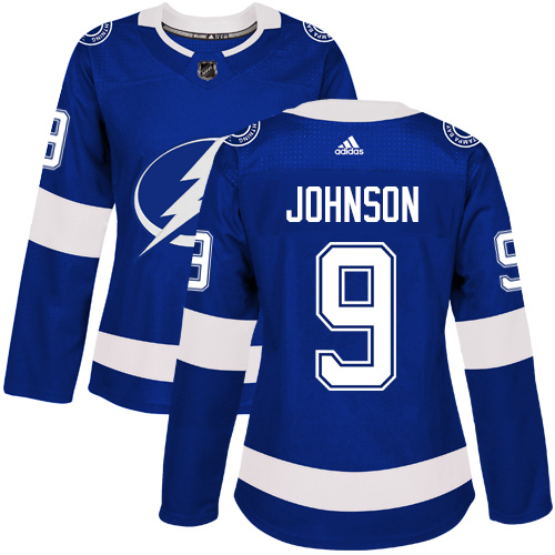 Adidas Tampa Bay Lightning #9 Tyler Johnson Blue Home Authentic Women Stitched NHL Jersey->women nhl jersey->Women Jersey